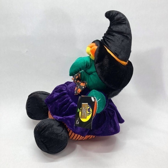 VINTAGE 1994 Dandee Velour Witch Halloween Plush Stuffed Animal Soft Expressions - Picture 3 of 9